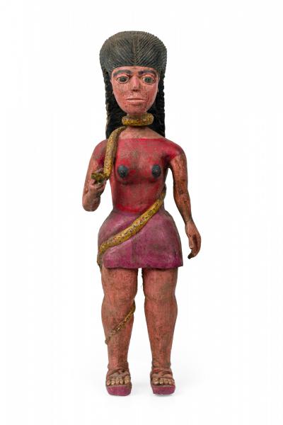 Middle Eastern Egyptian Carved Painted Wood Mami Wata Standing Figure
