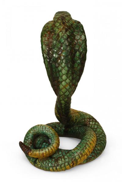 Middle Eastern Large Majolica Cobra Snake Sculpture
