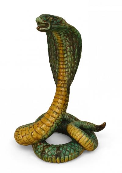 Middle Eastern Large Majolica Cobra Snake Sculpture