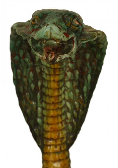 Middle Eastern Large Majolica Cobra Snake Sculpture