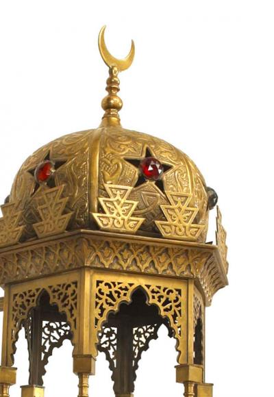 Middle Eastern Moorish Style Jeweled Gilt Wall Sconces