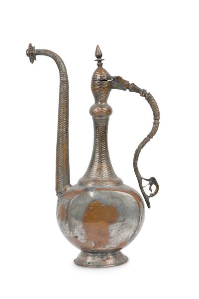 Middle Eastern Moorish Style Silver and Copper Ewer