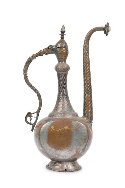 Middle Eastern Moorish Style Silver and Copper Ewer