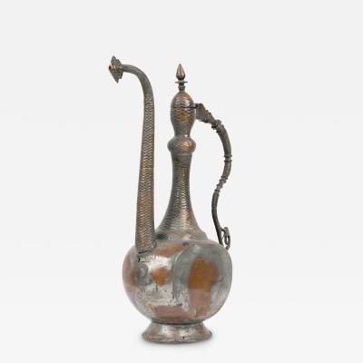 Middle Eastern Moorish Style Silver and Copper Ewer