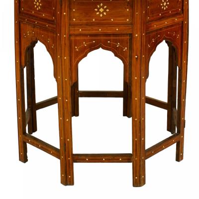 Middle Eastern Moorish Teak and Bone Inlaid Octagonal Taboret