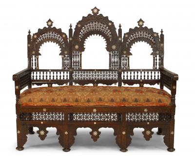 Middle Eastern Moorish Triple Arch Settee