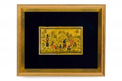 Middle Eastern Persian Framed of Women Gathered in Open Field