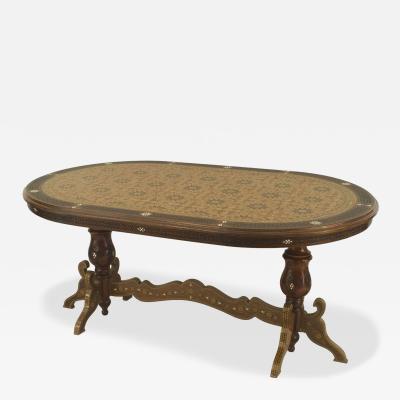 Middle Eastern Syrian Carved Fretwork Dining Table