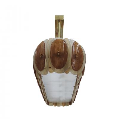Midmodern Style Italian Brass Pendant Lamp With Brown And Beige Murano Glass