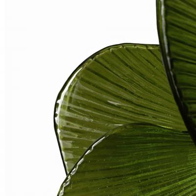 Midmodern Style Italian Brass Pendant Lamps with Bright Green Murano Glass Slabs