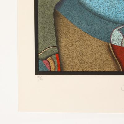 Mihail Chemiakin Modernist Lithograph Les Deux Personnages by Mihail Chemiakin