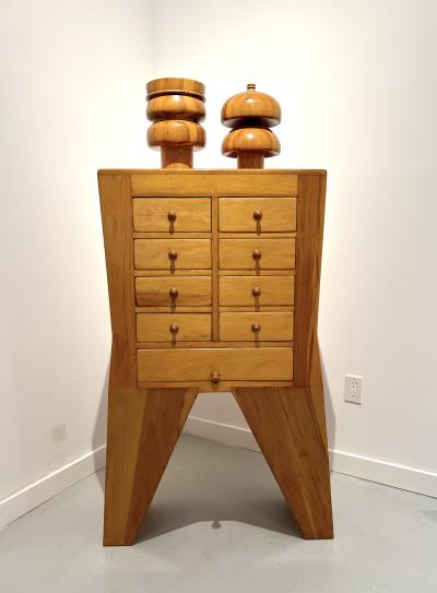 Mike Nevelson Sculptural Wood Cabinet by Mike Nevelson