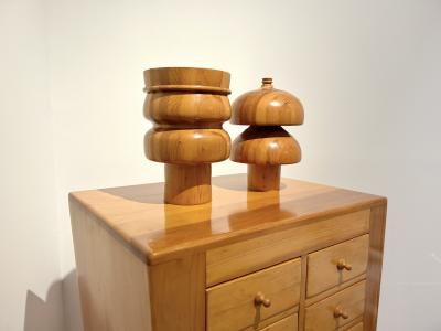 Mike Nevelson Sculptural Wood Cabinet by Mike Nevelson