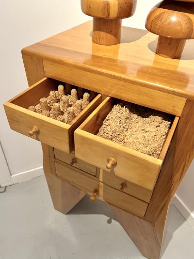 Mike Nevelson Sculptural Wood Cabinet by Mike Nevelson