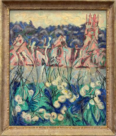 Mildred Tommy Mrs Fisher Winston Atkin Mildred Tommy Atkin Mid century Floral Abstract Painting