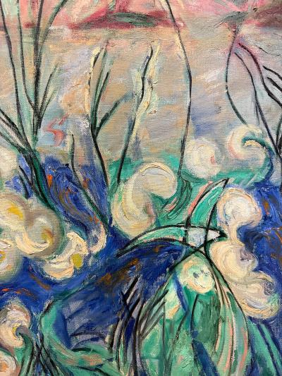 Mildred Tommy Mrs Fisher Winston Atkin Mildred Tommy Atkin Mid century Floral Abstract Painting