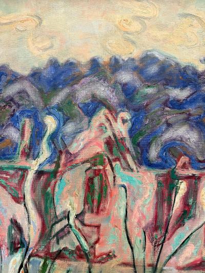 Mildred Tommy Mrs Fisher Winston Atkin Mildred Tommy Atkin Mid century Floral Abstract Painting