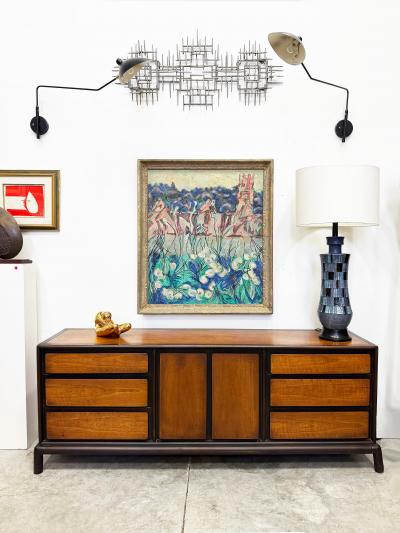 Mildred Tommy Mrs Fisher Winston Atkin Mildred Tommy Atkin Mid century Floral Abstract Painting