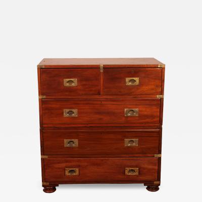 Military Or Campaign Chest Of Drawers In Mahogany 19th Century