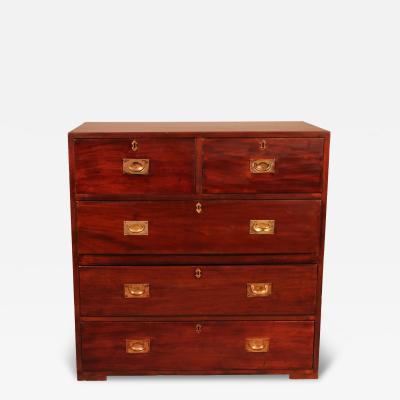 Military Or Campaign Chest Of Drawers In Mahogany 19th Century