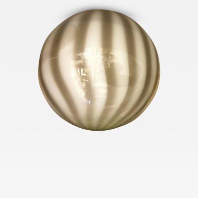 Milky White and Beige Murano Glass Swirlings Sphere Flush Mount in 70s Style