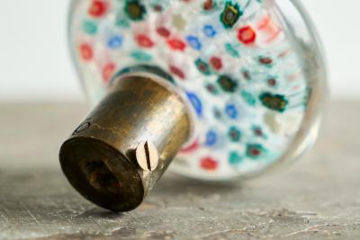 Millefiori Doorknob in Murano Art Glass and Patinated Brass Italy 1960s