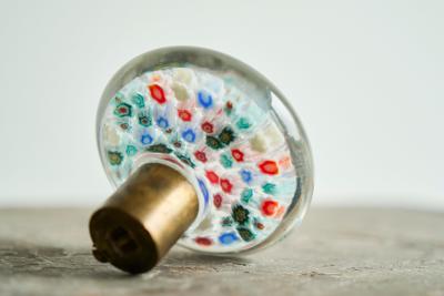 Millefiori Doorknob in Murano Art Glass and Patinated Brass Italy 1960s
