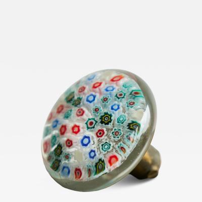 Millefiori Doorknob in Murano Art Glass and Patinated Brass Italy 1960s