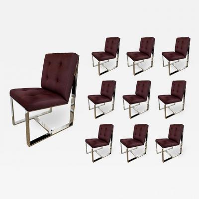 Milo Baughman 10 American Polished Stainless Upholstered Dining Chairs Milo Baughman