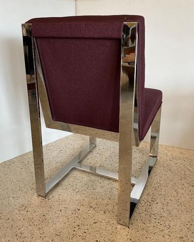 Milo Baughman 10 American Polished Stainless Upholstered Dining Chairs Milo Baughman