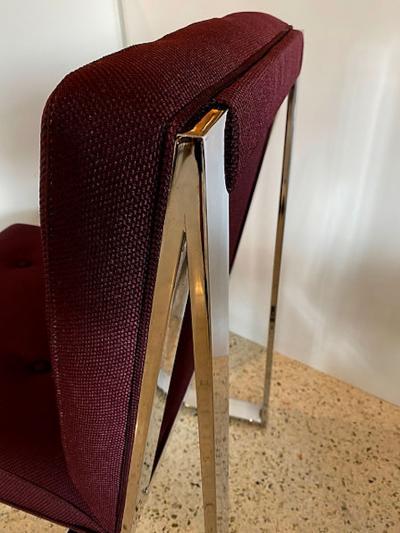 Milo Baughman 10 American Polished Stainless Upholstered Dining Chairs Milo Baughman