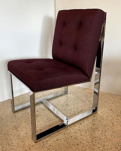Milo Baughman 10 American Polished Stainless Upholstered Dining Chairs Milo Baughman