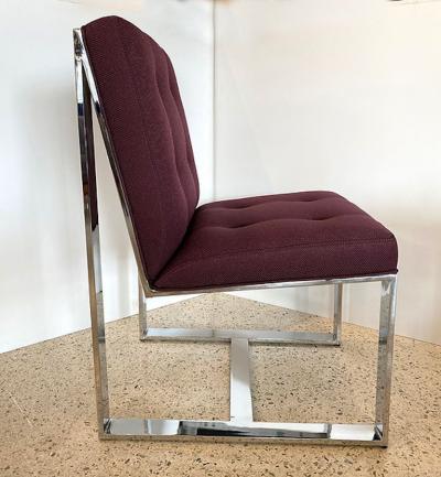 Milo Baughman 10 American Polished Stainless Upholstered Dining Chairs Milo Baughman