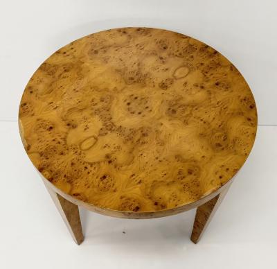 Milo Baughman 1970s American Modern Round Burl Wood Center Occasional Table