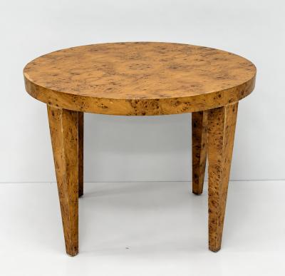 Milo Baughman 1970s American Modern Round Burl Wood Center Occasional Table