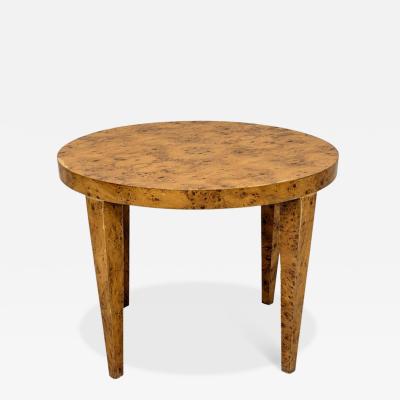 Milo Baughman 1970s American Modern Round Burl Wood Center Occasional Table