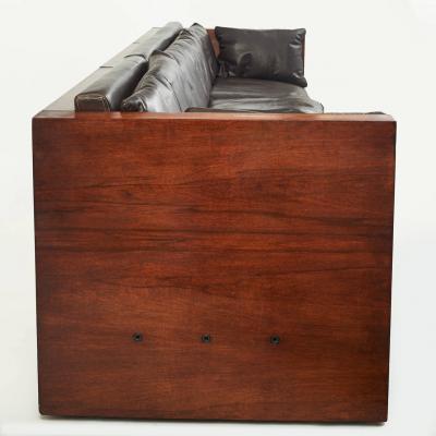 Milo Baughman 1970s Leather Rosewood Sofa in the Manner of Milo Baughman