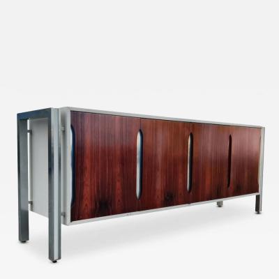 Milo Baughman 1970s Milo Baughman Style Rosewood Laminate and Aluminum Cabinet or Dresser