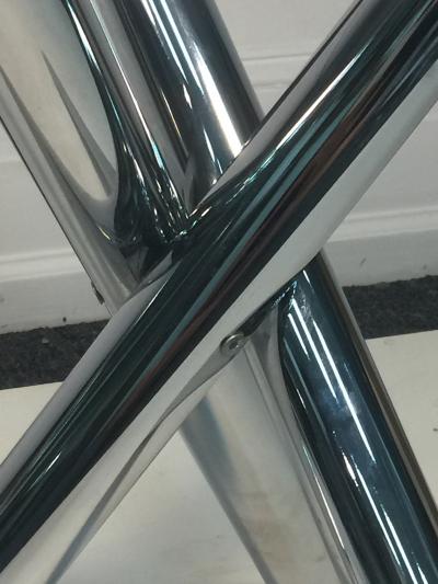 Milo Baughman 1970s Pair of Tripod Base Chrome Tables