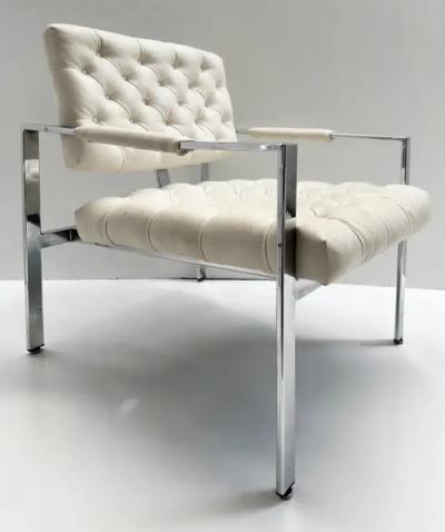 Milo Baughman 1970s Vintage Mid century Milo Baughman Chrome Lounge Chairs Pair