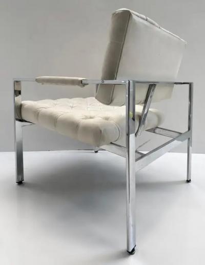 Milo Baughman 1970s Vintage Mid century Milo Baughman Chrome Lounge Chairs Pair