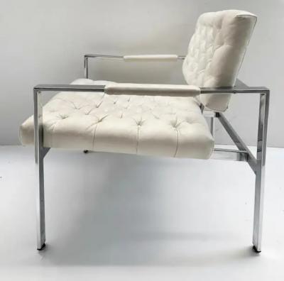 Milo Baughman 1970s Vintage Mid century Milo Baughman Chrome Lounge Chairs Pair