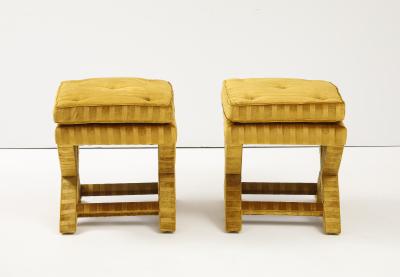 Milo Baughman 1970s X Base Ottomans In Velvet Attributed To Milo Baughman
