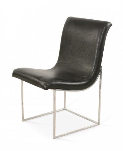 Milo Baughman 4 Mid Century Milo Baughman Chrome And Black Vinyl Dining Chairs
