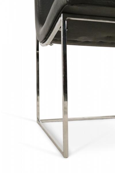 Milo Baughman 4 Mid Century Milo Baughman Chrome And Black Vinyl Dining Chairs