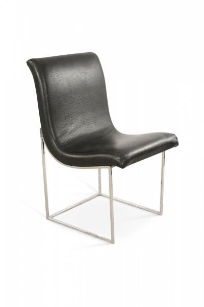 Milo Baughman 4 Mid Century Milo Baughman Chrome And Black Vinyl Dining Chairs