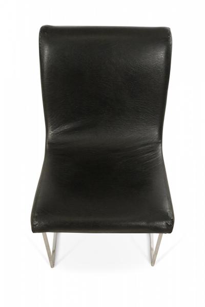 Milo Baughman 4 Mid Century Milo Baughman Chrome And Black Vinyl Dining Chairs