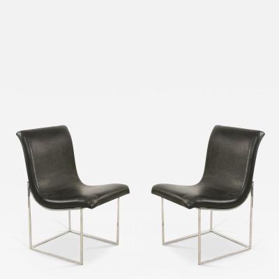 Milo Baughman 4 Mid Century Milo Baughman Chrome And Black Vinyl Dining Chairs