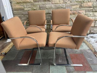 Milo Baughman 4 Stylish Milo Baughman Cantelievered BRNO Chrome Dining Chair Mid Century