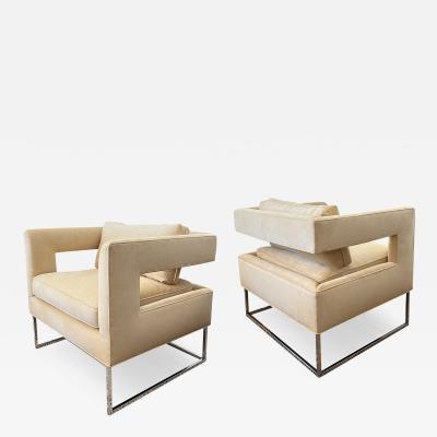 Milo Baughman A Stylish Pair of Milo Baughman for Thayer Coggin Open Back Cut Out Chairs